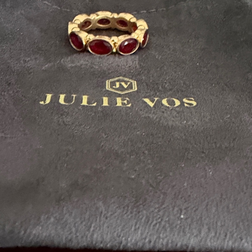 Julie Vos Gold Ring with Red Stones